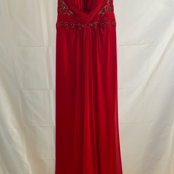 Red dress long Elegant Red Strapless Evening Gown size 6 womens beads lace - Picture 15 of 15